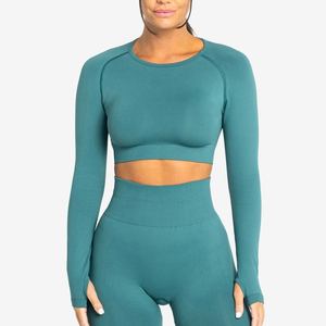 Conjuntos de Yoga y gimnasio para mujer transpirables de secado rápido de alta calidad al por mayor algodón sólido corto personalizable de 2 piezas - Product Image 2