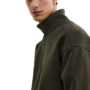 Men's Loose Fit Half <b>Zip</b> Sweatshirt Blank Crew <b>Neck</b> High Quality Fleece Blank Plain Custom Embroidery Boy's Sweatshirt OEM - Product Image 3