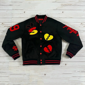 วิทยาลัยที่กําหนดเองเปล่าขนสัตว์เย็บปักถักร้อยแพทช์โลโก้ Letterman เบสบอลเครื่องบินทิ้งระเบิดแจ็คเก็ตตัวแทน - Product Image 5