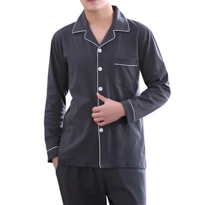 Vêtements de nuit pour hommes, pyjamas avec chemise, ensembles deux pièces, pyjamas décontractés pour hommes, manches longues, en soie satinée, costume de nuit - Product Image 5