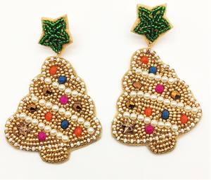 2022 plaqué or Santa Candy House acrylique camion arbre de noël boule bonhomme de neige pendentif boucles d'oreilles mignon gland motif pour les fêtes - Product Image 1
