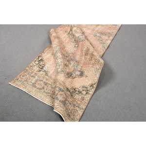 Turkish Vintage <b>Runner</b> Rug 3.1x12.7 ft, Brown <b>Red</b> Striped Rug - Product Image 4