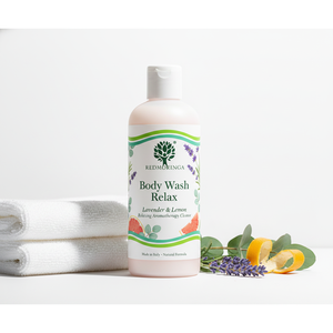 Gel Douche Relaxant Aromathérapie 250ml Formule Liquide Lavande Citron Herbes Naturelles OEM Marque Privée Italie RedMoringa - Product Image 1