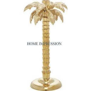 Portavelas mediano pulido dorado de aluminio, diseño de palmeras, candelabros clásicos de aspecto nuevo y lujoso para uso en la sala de estar - Product Image 2