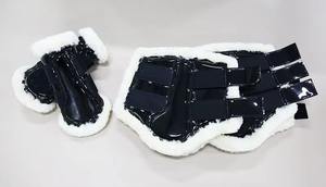 Tendon de cheval en cuir verni professionnel 5 étoiles et bottes de brossage équipement de protection des jambes d'équitation équestre - Product Image 3