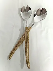 Servidores de ensalada de cabeza de ciervo de diseñador, mango final, espejo de Metal plateado resistente, pulido, nuevos servidores de ensalada decorativos de lujo - Product Image 4