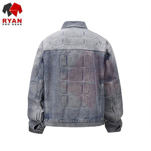 ผู้ผลิตเสื้อแจ็คเก็ตยีนส์แฟชั่นผู้ชาย ออกแบบโลโก้ตามสั่ง รับผลิตแบบ OEM ODM เสื้อแจ็คเก็ตลำลองสไตล์สตรีท - Product Image 2