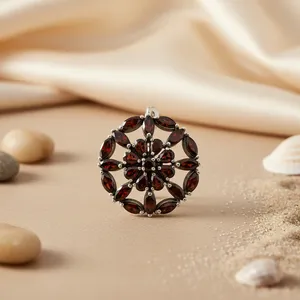 Pendentif en argent grenat pour femmes, plaqué rhodium, or rose avec des breloques en rubis, améthyste et topaze, bijoux en pierres précieuses, cadeau - Product Image 3