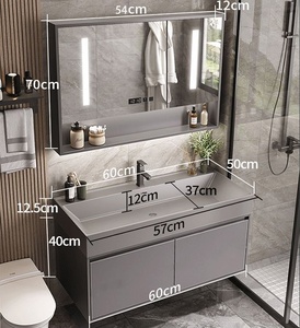 Luxury Modern Lacquer Finish Waterproof Bathroom Cabinet <b>Set</b> Integrated Ceramic Basin Smart <b>Mirror</b> Bath Vanity for - Product Image 4