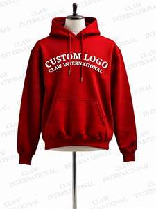 Customizable Men's Heavyweight 100% Cotton Pullover Hoodie Winter Solid Pattern <b>Fleece</b> with Embroidered <b>Thermal</b> Technique - Product Image 3
