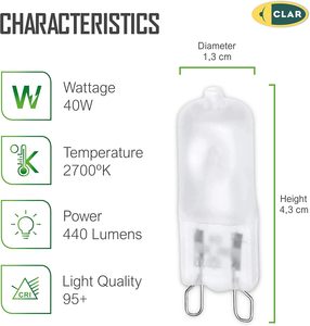 Bóng đèn Halogen clar-g9 40W 60W 100W 220-240V, ánh sáng rực rỡ cho Đèn sân khấu, đèn và đồ đạc trong nhà - Product Image 2