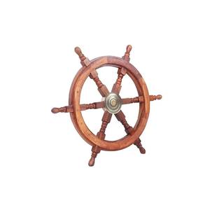 Roue de bateau en bois artisanale de qualité supérieure pour usage maritime, décoration murale nautique, décoration de plage, disponible pour la livraison mondiale - Product Image 3