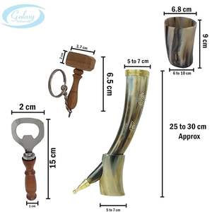 Jarra Vikinga de Cuerno de Buey para Beber Cerveza, Hidromiel, Vino, Vaso para Chupitos, Abrebotellas, 100% Hermético, Natural y Hecho a Mano - Product Image 1