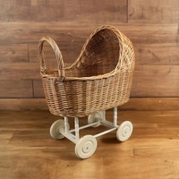 Panier à roulettes en rotin pour enfants panier en rotin écologique bébé poupée poussette faite à la main au Vietnam