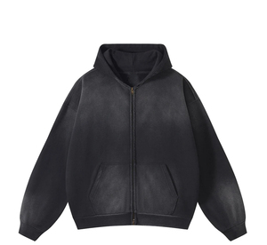 Nouveau design Sweat à capuche respirant en coton épais et élégant pour hommes à la mode Sweat à capuche épais à épaules tombantes Oversized Zip Up Tie Dye Hoodie - Product Image 6