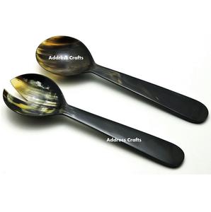 Ensemble de 2 cuillères de service d'ustensiles de cuisine pour les fêtes en Inde prix de gros de qualité supérieure en corne de buffle - Product Image 1
