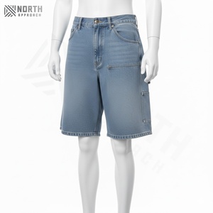 Pantalones Cortos Vaqueros Anchos para Hombre, Estilo Vintage, Lavado Ácido, Estilo Hip Hop, con Piedras de Rinoceronte, Fabricados con Efecto Desgastado - Product Image 1