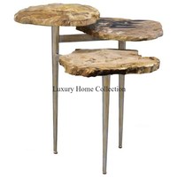 Table centrale décorative en bois et en métal au design luxueux Table basse fantaisie faite à la main de forme ronde grande taille à bas prix