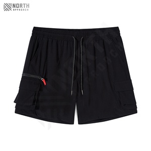 Shorts de bain décontractés pour hommes, tendance, vente en gros, service OEM, fabrication sur mesure, polyester/coton noir uni, cordon de serrage, design tendance - Product Image 1