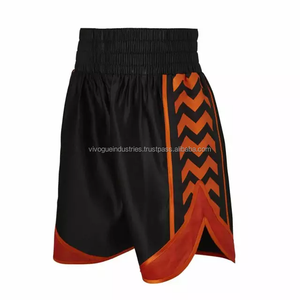 Pantalones cortos de Muay Thai de Color negro personalizados para hombres, pantalones cortos de Muay Thai bordados para entrenamiento de boxeo, pantalones cortos de Muay Thai para sublimación de boxeo - Product Image 2