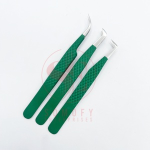 Pinzas para Pestañas Somofy Enterprises Diamond Grip, Acero Inoxidable, Alta Capacidad, Punta Profesional, Acabado Mate Verde - Product Image 4