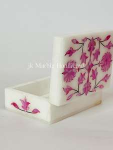 High Demand Marble-Inlay Pink Jewelry <b>Box</b> with Multi-Stone Floral Design <b>Storage</b> for Home or As a Gift for Girls - Product Image 6