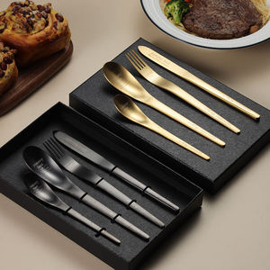 Elegant golden stainless steel <b>flatware</b> <b>set</b> suitable for home kitchen restaurant hotel dining and daily meal presentation - Product Image 5