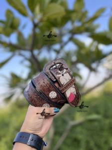 เข็มขัดหนังสำหรับทุกเพศเข็มขัดหนังลายดอกไม้สำหรับแกะสลักแบบเครื่องมือมือสไตล์ตะวันตกสินค้าออกใหม่ - Product Image 2