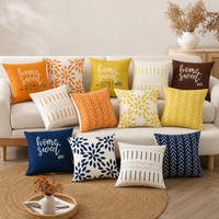 Funda de Almohada Decorativa Estilo Boho Rústico, Funda de Cojín Geométrica de Poliéster Suave con Letras 'Home Sweet Home' para Sofá