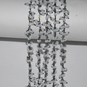 Black plated White Rainbow Glass Beads <b>Cluster</b> Rosary Chain, Rosary for Jewelry Bracelet necklace Making, Brass wire wrapped - Product Image 4