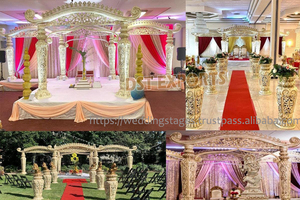 Mandap de Boda con Temática Radha Krishna, Rajwada, DST, Venta Caliente, Mandaps de Pilar de Fibra Tallada con Jali Blanco, Fabricantes de Decoración en EE. UU. - Product Image 3