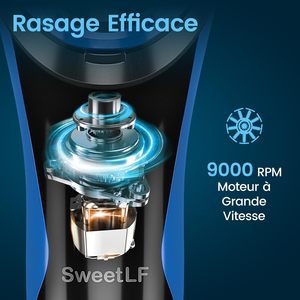 Rasoir électrique 2-en-1 pour homme, 2e génération, tête flottante, longue autonomie, utilisation humide/sèche, écran LED, triple lame, bleu foncé, IPX7 - Product Image 4