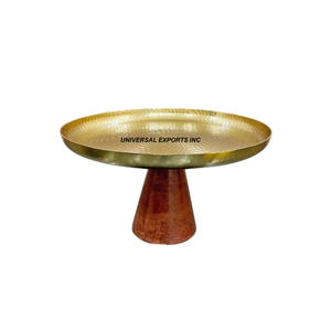 Gold Top Hammered <b>Chocolate</b> Bowl With Wooden Stand Round Shape Tabletop Luxury New <b>Fancy</b> <b>Chocolate</b> Bowl - Product Image 1