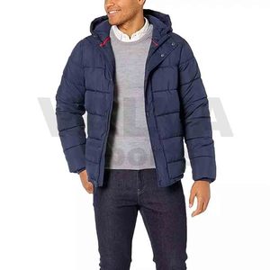 Veste d'hiver pour hommes à col montant imperméable à l'eau rembourré bulle design coupe-vent en toile style rue haute logo à l'avant vente en gros - Product Image 5