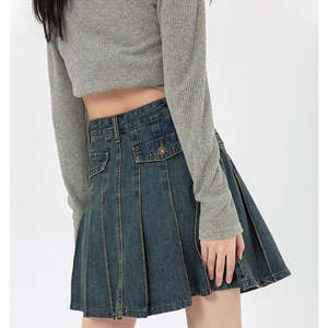 กระโปรงยีนส์คุณภาพดีที่สุดแบบใหม่ปี 2025 ขายส่ง แฟชั่นสบายๆ สไตล์วินเทจ กระโปรงยีนส์เอวสูงสำหรับผู้หญิง บริการ OEM - Product Image 4