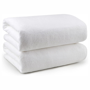 Ensemble de serviettes de bain en coton unisexe de qualité supérieure en blanc rose bleu pour adultes Motif de logo solide de luxe pour salle de bain ou hôtel - Product Image 1