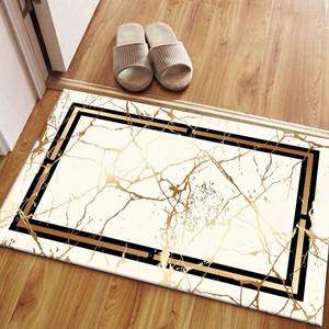 Alfombra de mármol dorado, alfombras modernas, alfombra negra y dorada, alfombra de mármol, alfombra de lujo, regalo para el hogar, alfombra de pasillo, alfombra suave no tejida - Product Image 5