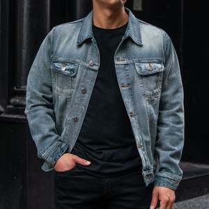 Veste en jean slim en coton mélangé pour homme Veste décontractée à la mode avec bouton en métal pour l'extérieur - Product Image 2