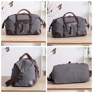 Leather Canvas Travel Bag Large Duffel With Detachable Shoulder <b>Strap</b> Weekend Overnight Durable Tote LCTB-0061 - Product Image 4
