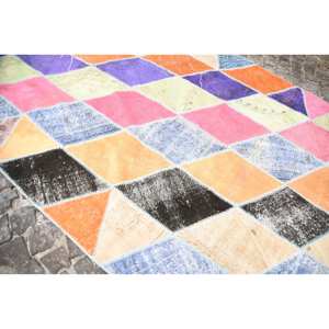 Tapis Turc Vintage Moderne 6.7 X 10.8ft Classique Beige Patchwork Design Laine Matériau Latex Support 4m Largeur pour Salon 10mm - Product Image 5