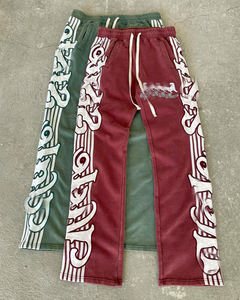 Pantalons de survêtement décontractés pour hommes avec couture sur le côté et logo de couleur personnalisée pour hommes Pantalons de survêtement à jambes larges en nylon pour hommes - Product Image 2