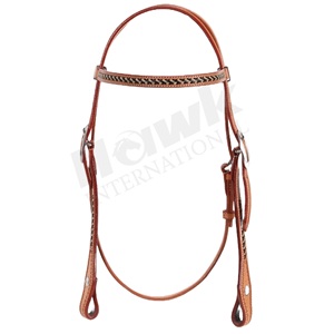 Calidad superior Diseño occidental Cuero Equitación Headstall Buck Stitch Tooling Headcollar Precio competitivo - Product Image 1
