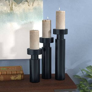 Portavelas negro hecho a mano con diseño curvo a mano único Portavelas de alta calidad para la elegancia y el estilo del hogar - Product Image 1