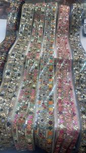 Borde de diseñador de encaje bordado multicolor personalizado para saris y vestidos para clientes y revendedores de boutique - Product Image 3