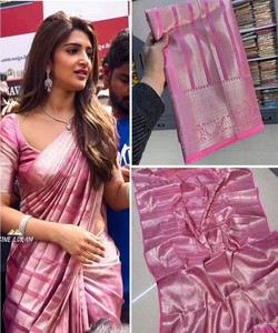 TENDENCIA BANARASI SEDA SUAVE HANDLOOM PLATA ZARI TRABAJO SAREE CON BLUSA DESCOSADA DESPIECE FIESTA PRECIO AL POR MAYOR PRECIO ROPA ÉTNICA - Product Image 1