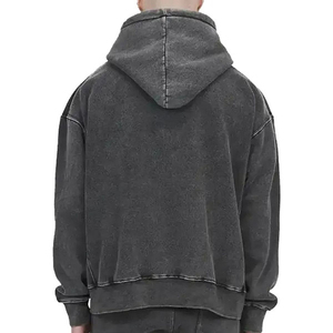 Sudadera con Capucha de Algodón Mezclado con Lavado Ácido, Estilo Urbano Moderno e Informal, Cómoda, Ligera, de Felpa, Talla Grande - Product Image 6