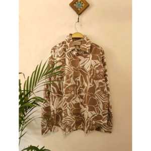 เสื้อเชิ้ตผ้าป๊อปลินลินินพิมพ์ลายดอกไม้ทรงโอเวอร์ไซส์สำหรับผู้หญิง ผ้าฝ้าย 100% ติดกระดุม ฟรีไซส์ XL XXL สไตล์ตะวันตก สำหรับฤดูใบไม้ผลิและฤดูร้อน - Product Image 2