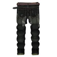 Jeans de mezclilla para hombre, corte recto ajustado, con parche bordado con logotipo personalizado, estilo vintage, urbano, utilitario, para fiesta, con efecto lavado