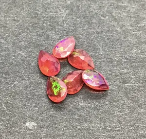 多火玩蛋白石100% 天然红色埃塞俄比亚蛋白石10x12mm毫米梨形切面宽松宝石，适用于所有类型的珠宝制作