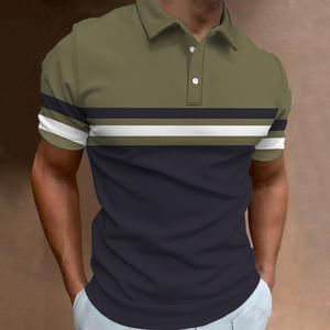 Polos combinados de algodón de manga corta de verano de alta calidad, camisetas Polo de rayas transpirables de nuevo diseño para hombres - Product Image 4
